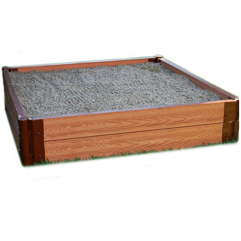 Classic Sienna 4' x 4' x 11" Composite Square Sandbox Kit - 2" profile